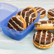 Cookies in open plastic container